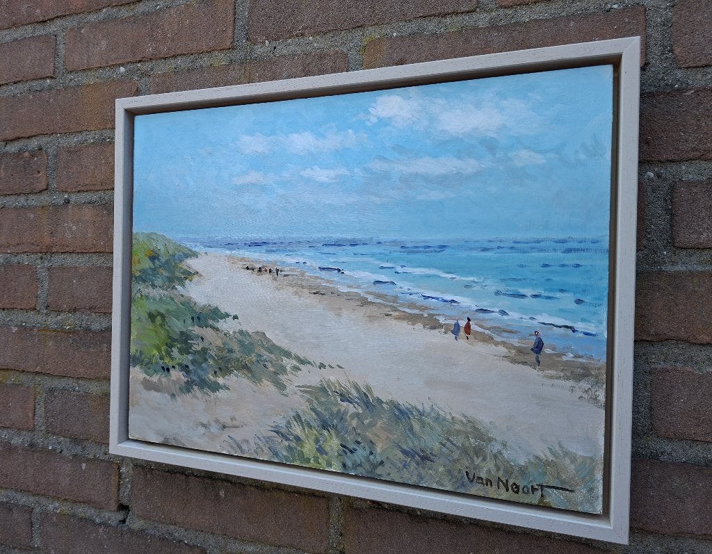 VAN NOORT, STRANDGEZICHT ZANDVOORT-, Antiek en Kunst, Kunst | Schilderijen | Klassiek, Paneel, Impressionistisch, Ophalen of Verzenden