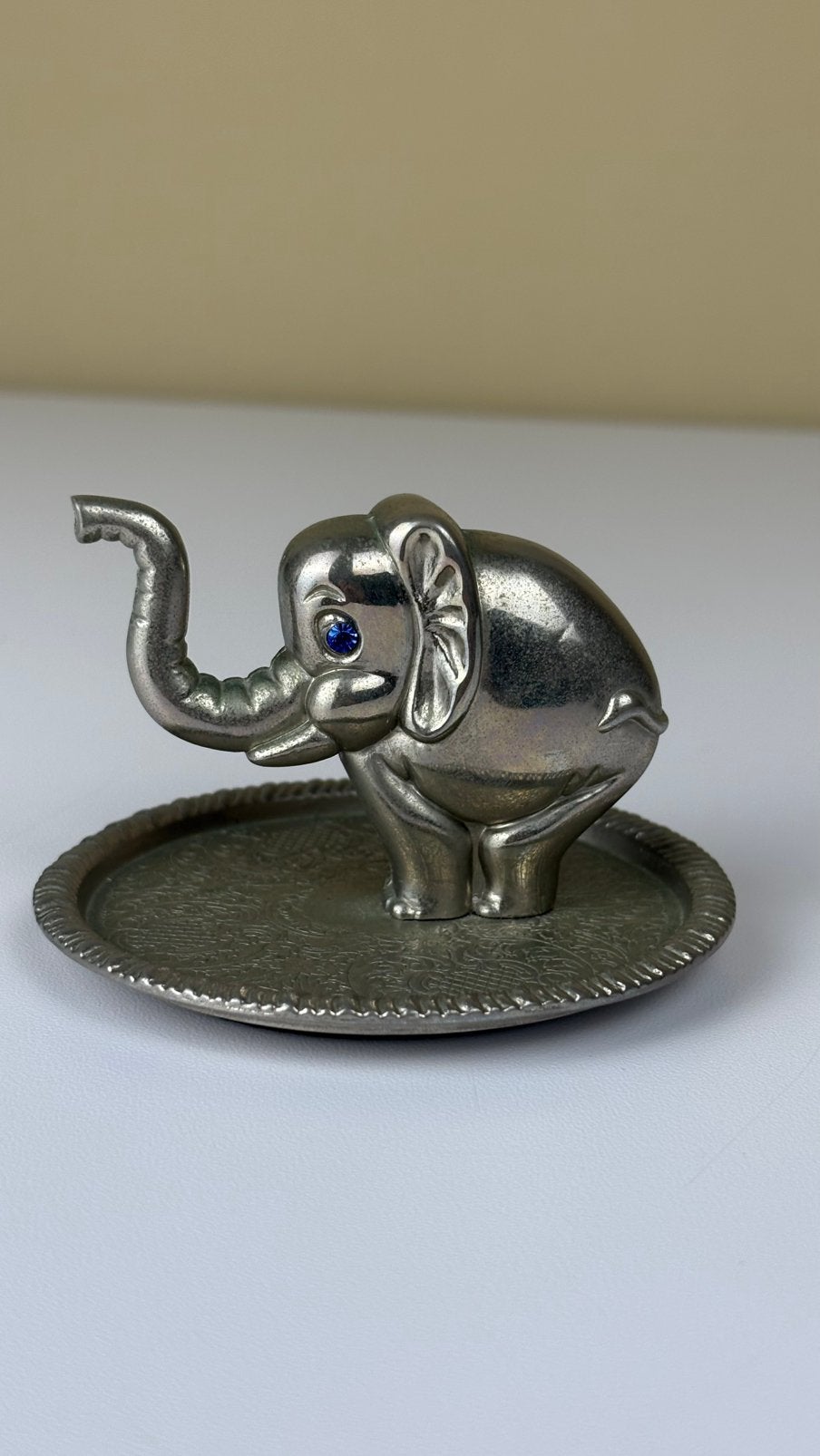 Vintage zilver metaal olifant ring houder sieraden schaaltje, Ophalen of Verzenden