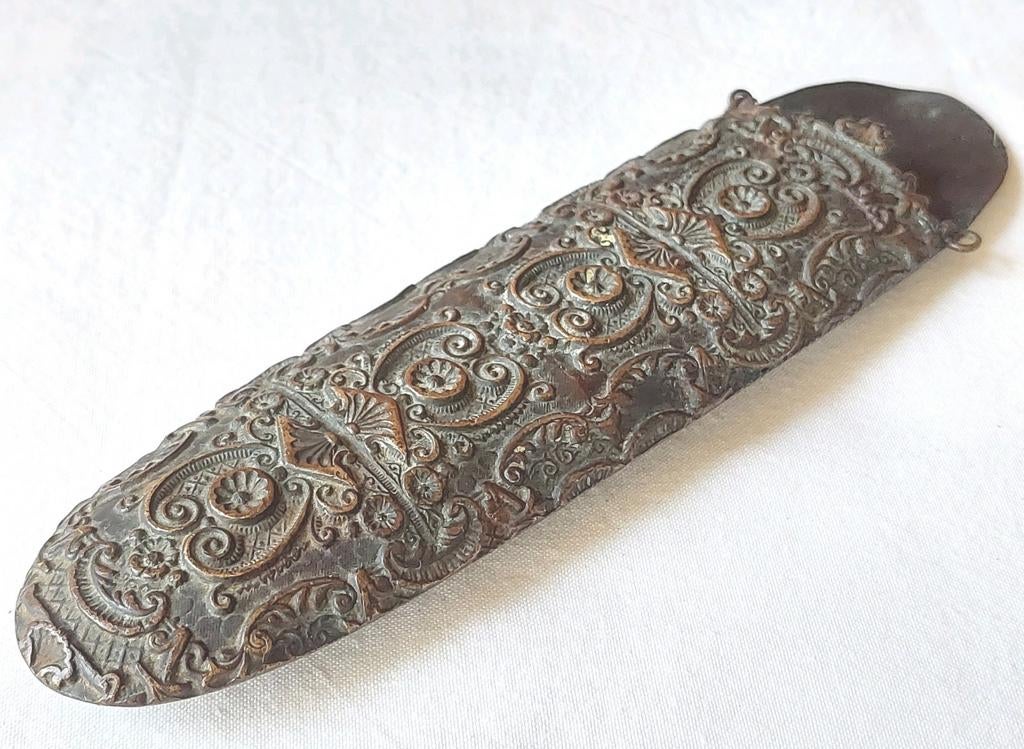 Antiek Victoriaans bronzen brillenkoker / bril koker, Ophalen of Verzenden, Brons