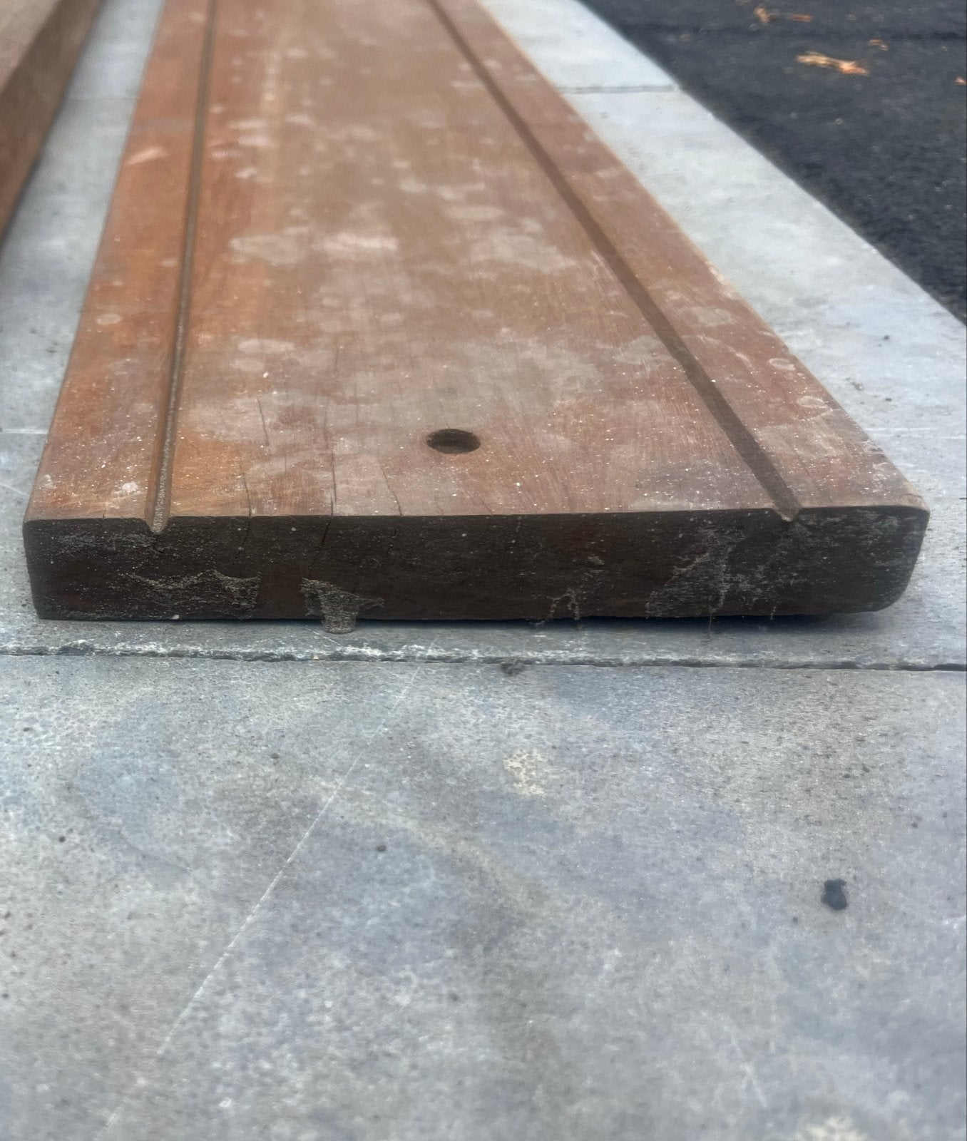 1 meter hardhouten drempel nieuw, 2 voorgeborden verzonken, Ophalen, Overige typen, Nieuw, 50 mm of meer