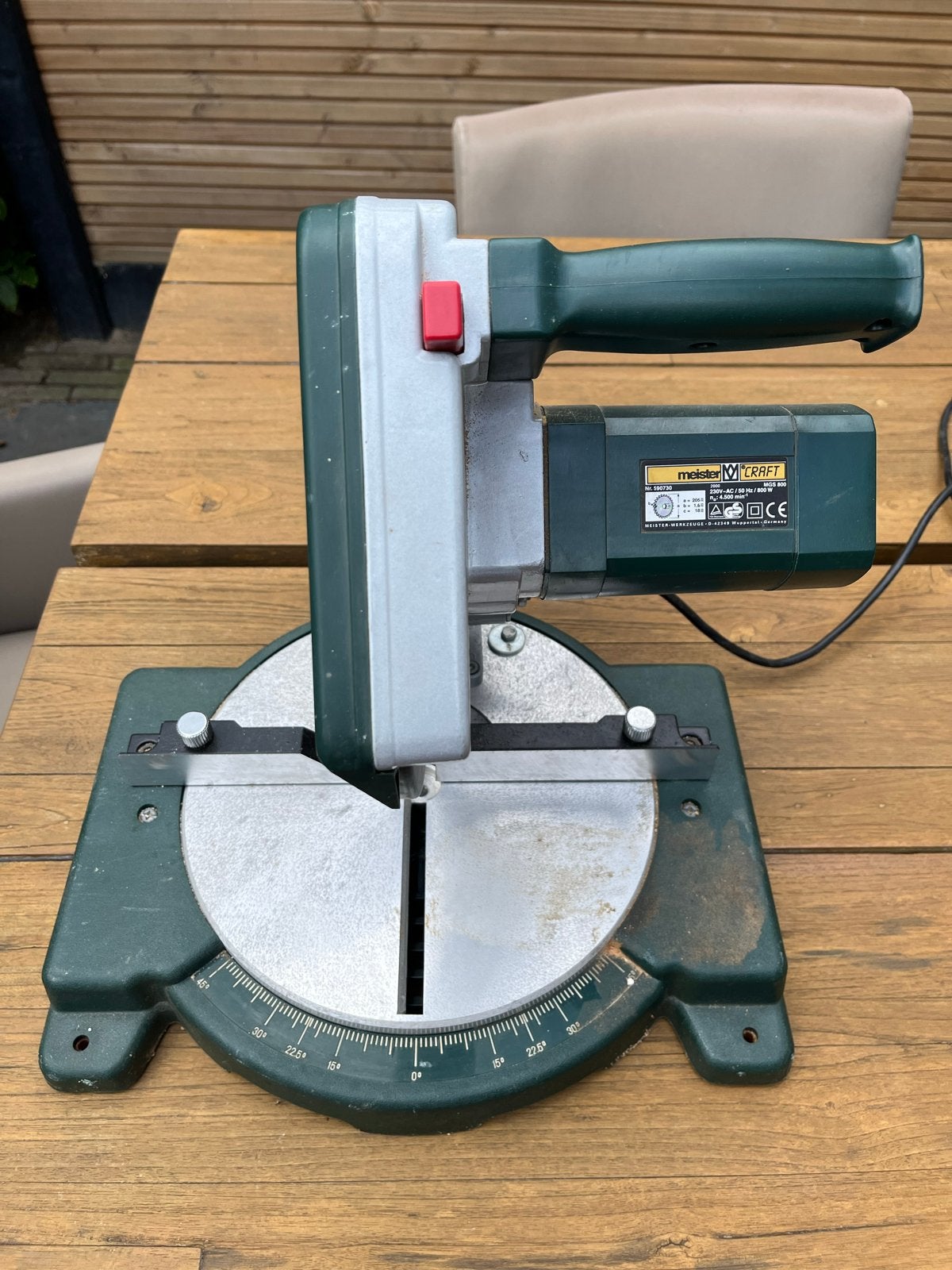 Meister Craft Afkortzaag MGS 800, Doe-het-zelf en Verbouw, Gebruikt, 70 mm of meer, 600 tot 1200 watt, Ophalen of Verzenden