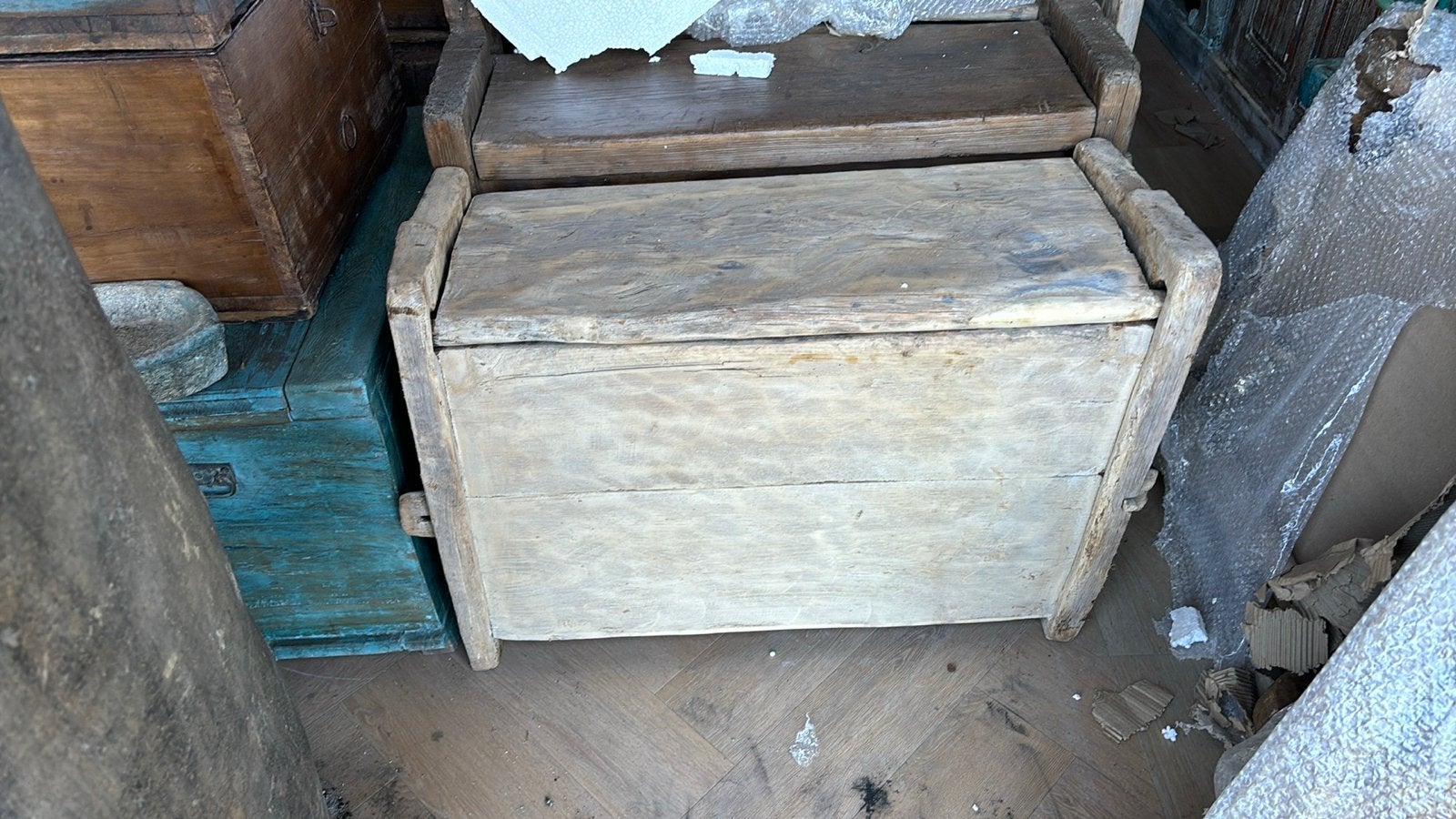 Vintage houten kist - Authentieke opbergkist, Gebruikt, 50 tot 100 cm, Ophalen of Verzenden, 5 – 50