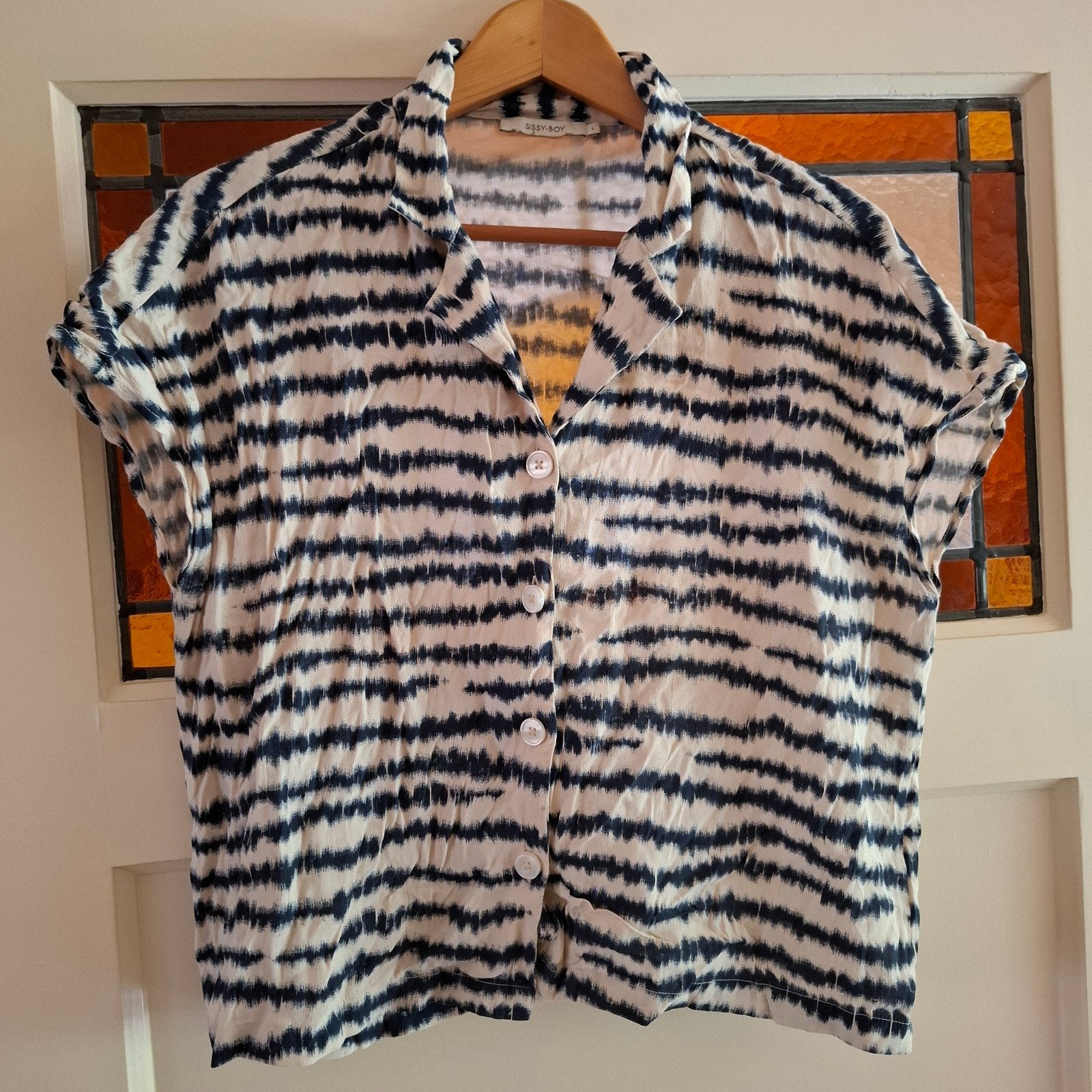 Sissy-Boy Blouse met Korte Mouwen - Maat L, Kleding | Dames, Blauw, Sissy-Boy, Ophalen of Verzenden, Zo goed als nieuw