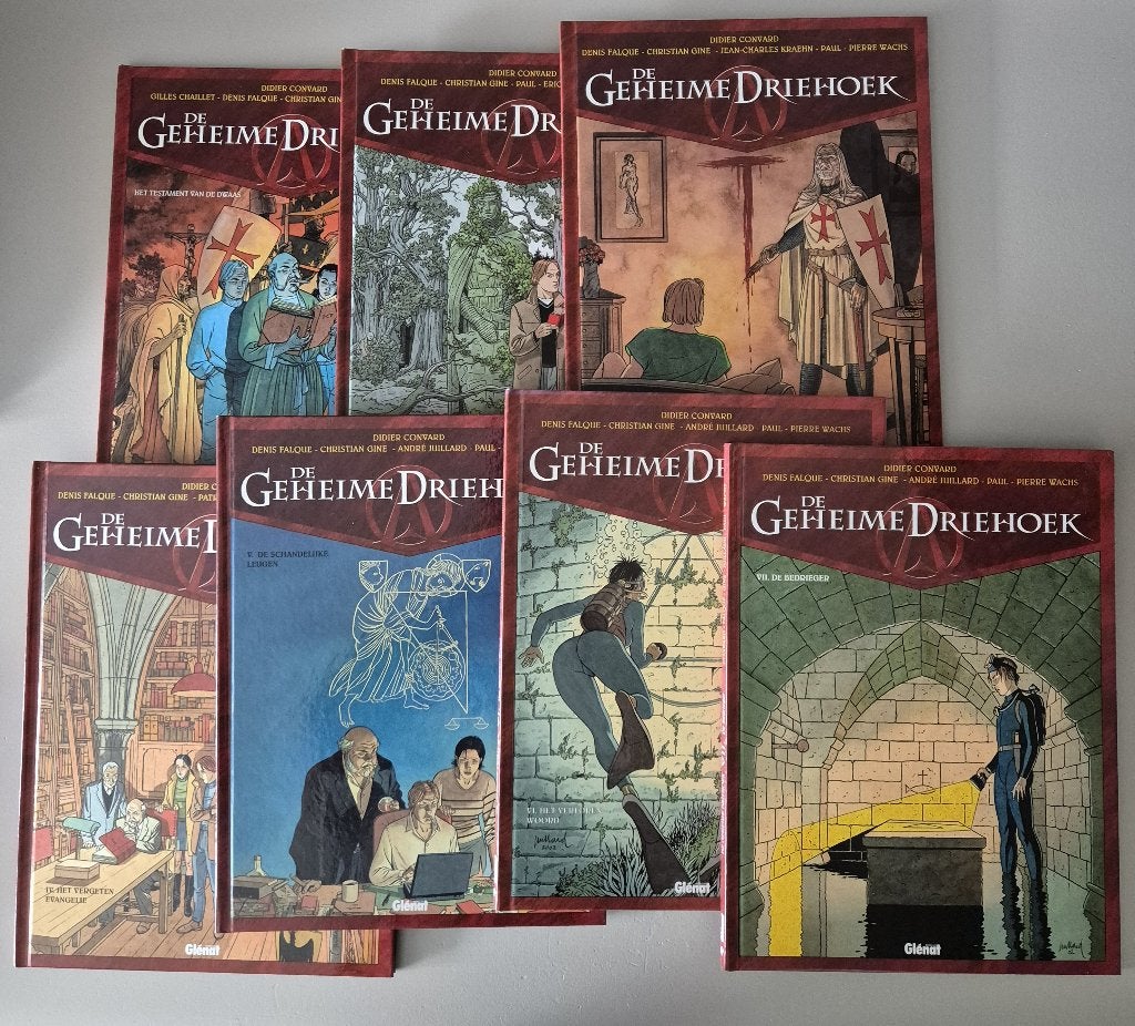HC Stripserie "De Geheime Driehoek" en I.N.R.I., Complete serie of reeks, Ophalen of Verzenden, Zo goed als nieuw
