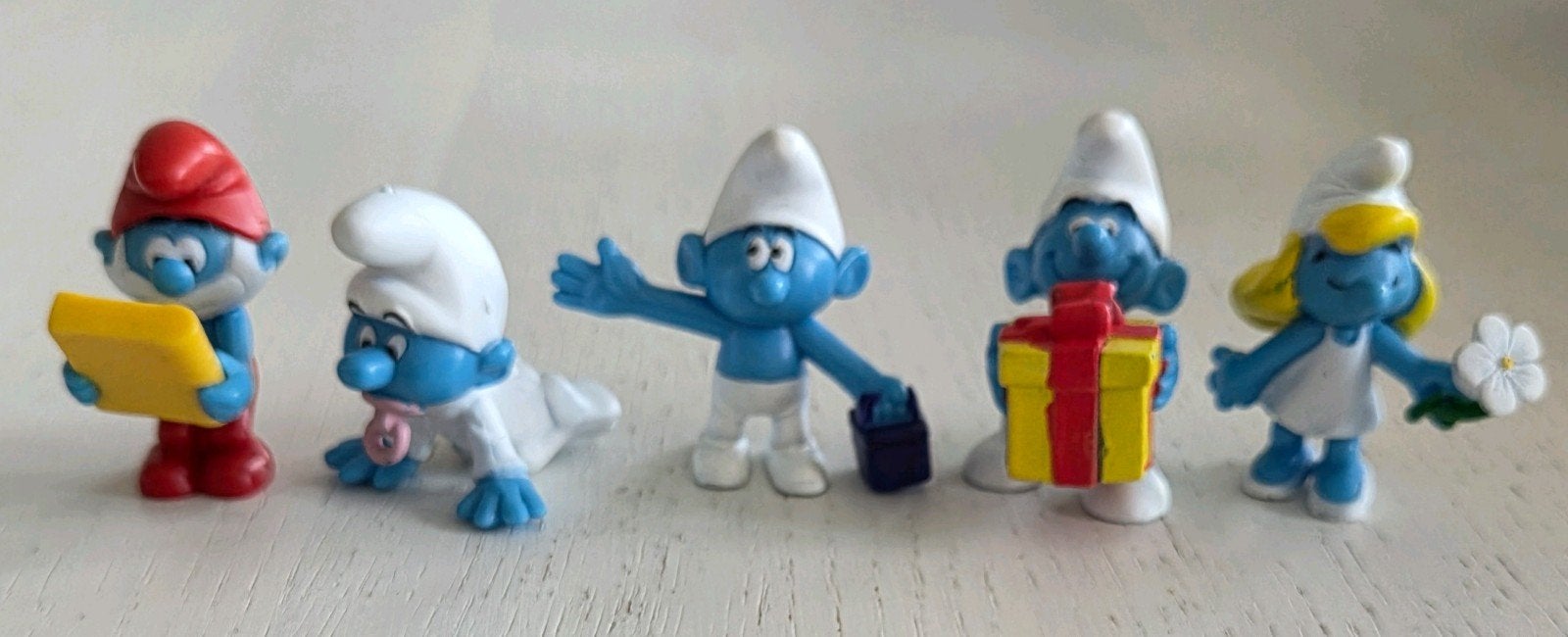 5 Poppetjes smurfen, Verzamelen, Ophalen of Verzenden, Zo goed als nieuw, Verschillende Smurfen, Poppetje, Figuurtje of Knuffel