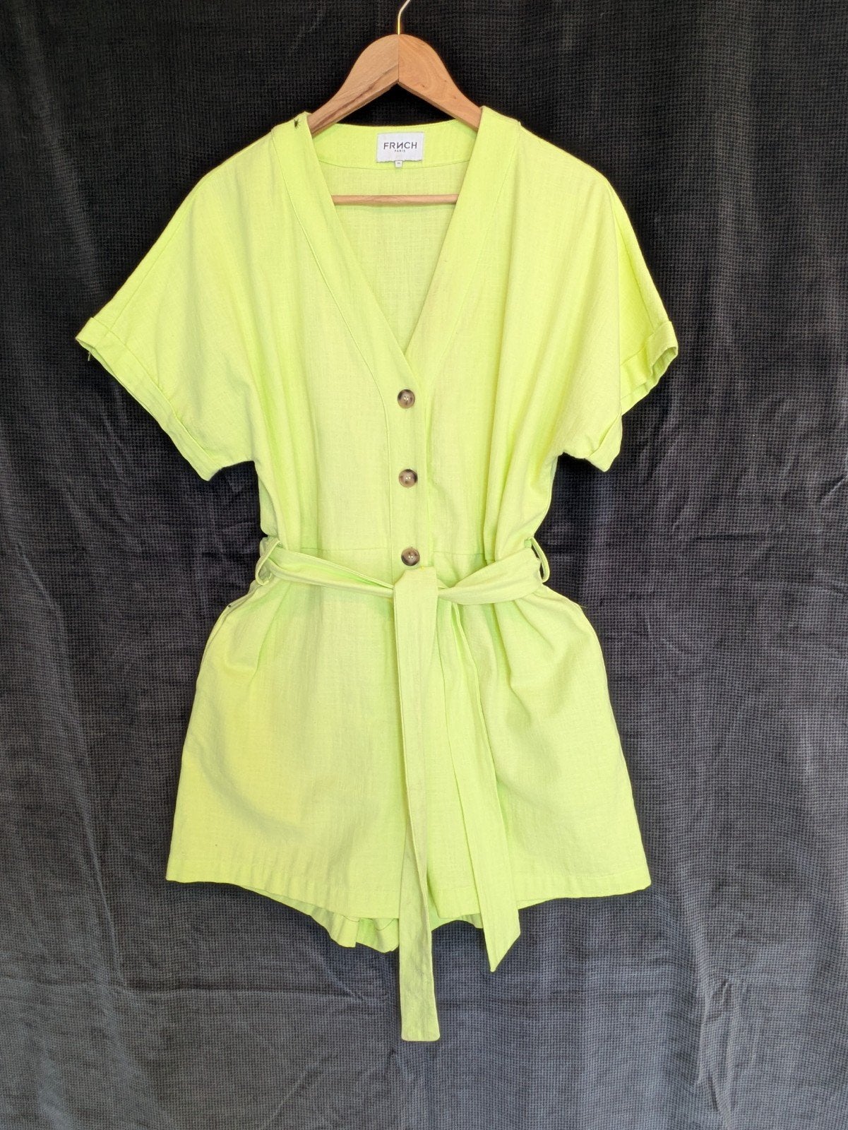 FRNCH Paris playsuit neon geel, Kleding | Dames, Jumpsuits, Zo goed als nieuw, Maat 46/48 (XL) of groter, Geel, Ophalen of Verzenden
