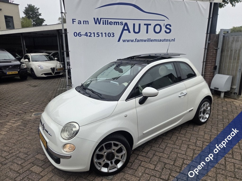 Fiat 500 1.2 Cima Opendak Camera Automaat (bj 2010), Euro 5, Gebruikt, 4 cilinders, Leder en Stof
