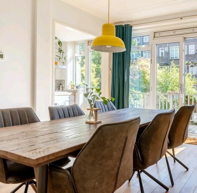 Grote houten eettafel 220x90 - Zo goed als nieuw, Huis en Inrichting, Tafels | Eettafels, Ophalen, 200 cm of meer, 50 tot 100 cm