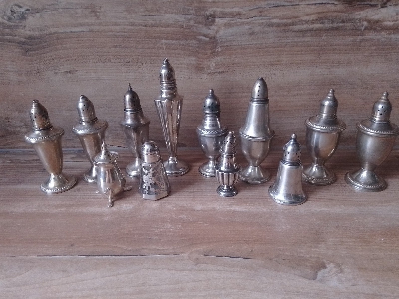 zilveren verzameling peper en zout strooiers., Ophalen of Verzenden, Zilver