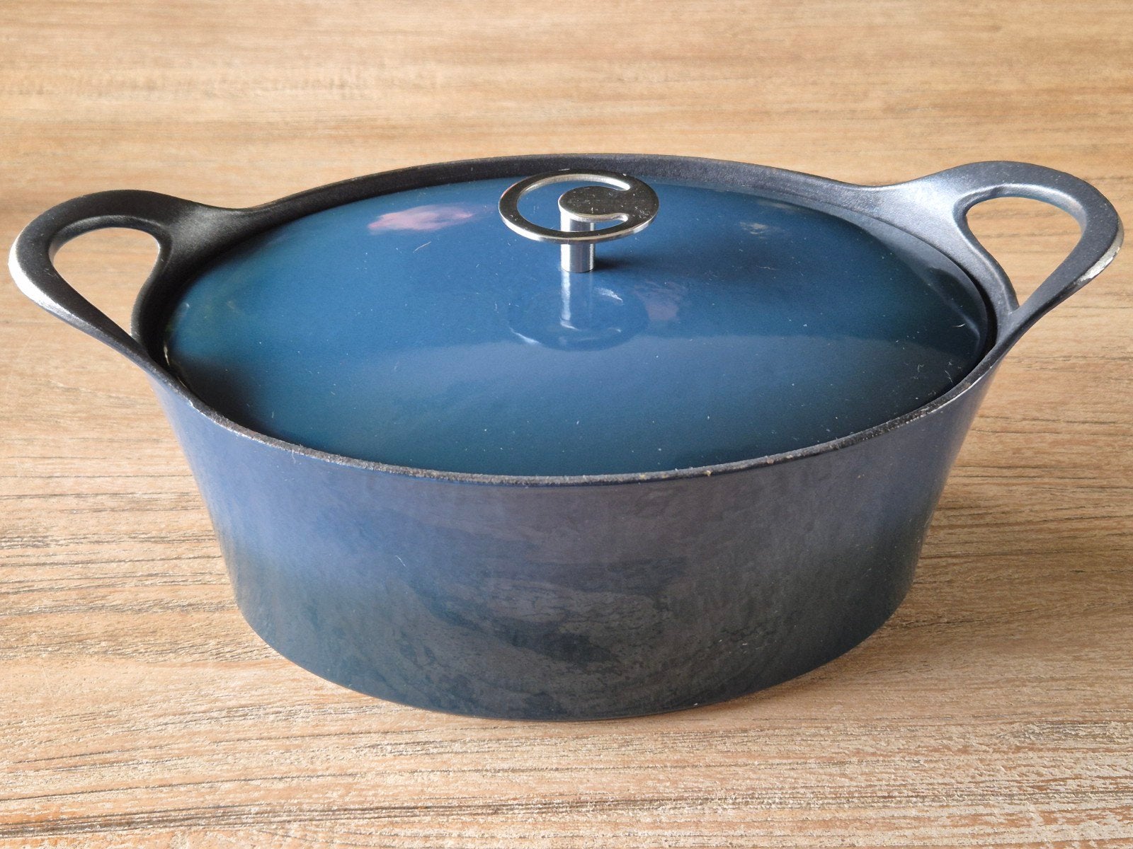 Cuisinox Ovale Braadpan - Blauw Gietijzer, Gietijzer, Ophalen of Verzenden, Zo goed als nieuw, Keramische plaat