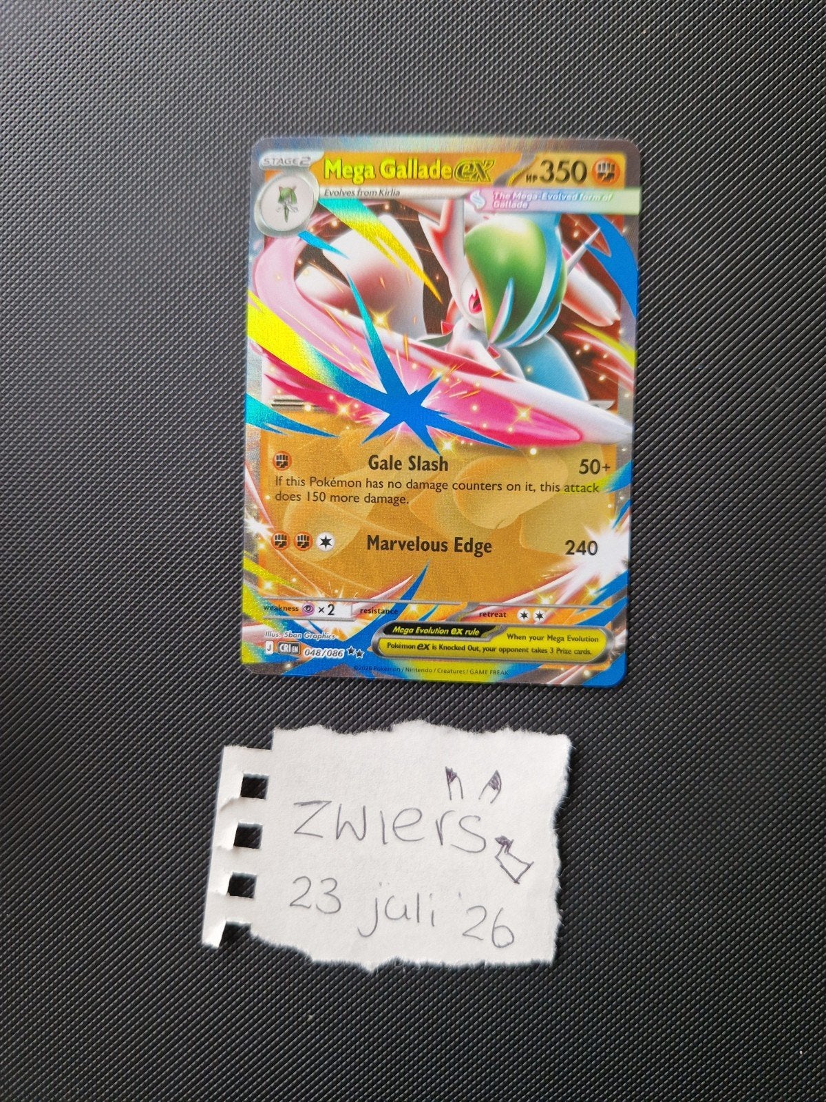 Mega Gallade EX | Pokemon kaart | NM | Engels, Ophalen of Verzenden, Nieuw, Losse kaart, Foil