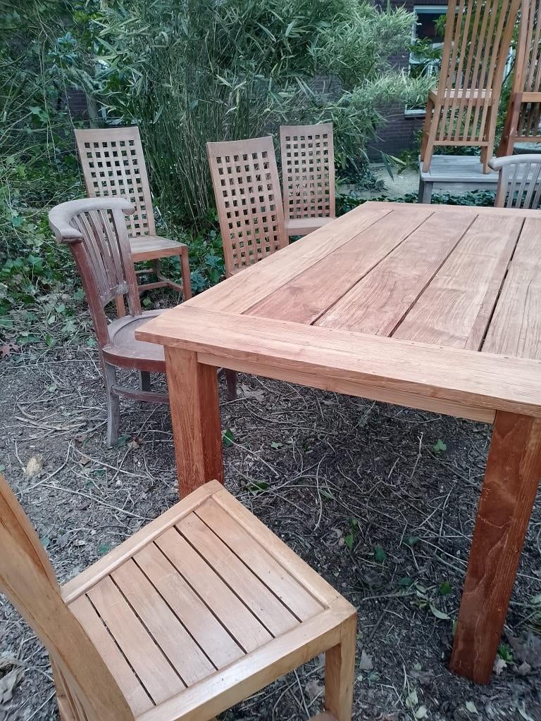 Fijne en degelijke Teakhouten stoelen voor patio veranda enz, Ophalen, Gebruikt, Teakhout, Tuinset