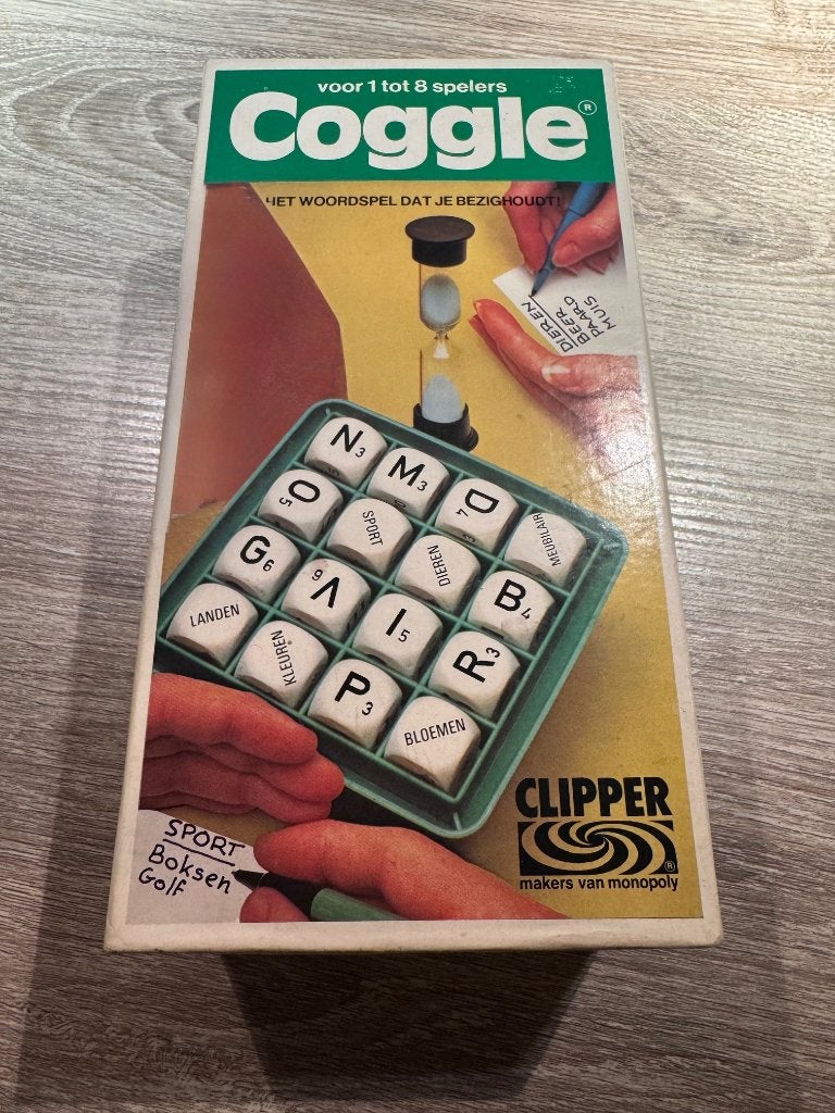 Z.G.A.N. woord dobbelspel: COGGLE een variant op BOGGLE, Ophalen of Verzenden, Zo goed als nieuw, Clipper