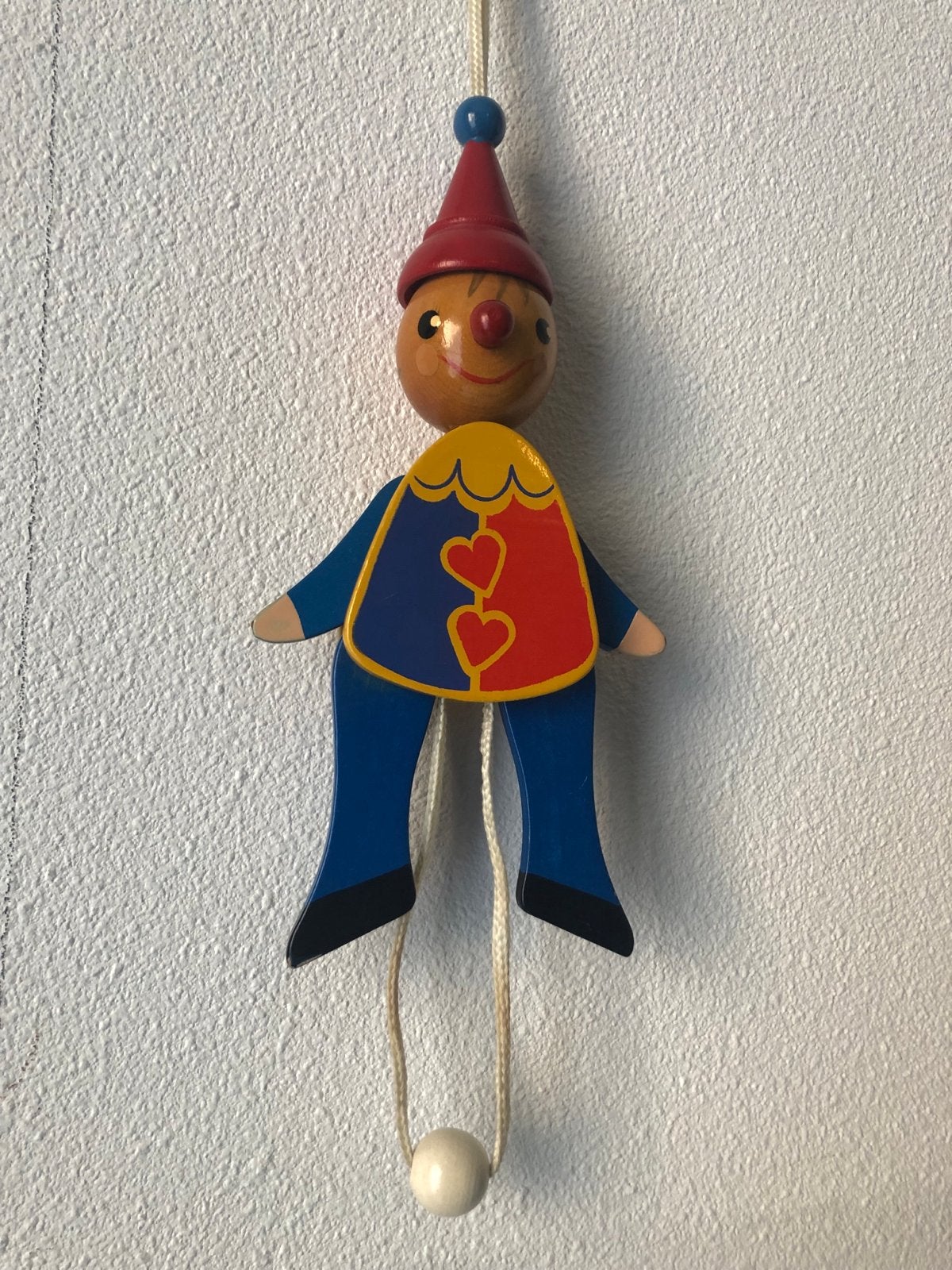Houten trekpop clown - Vintage speelgoed, Ophalen of Verzenden, Gebruikt, Overige typen