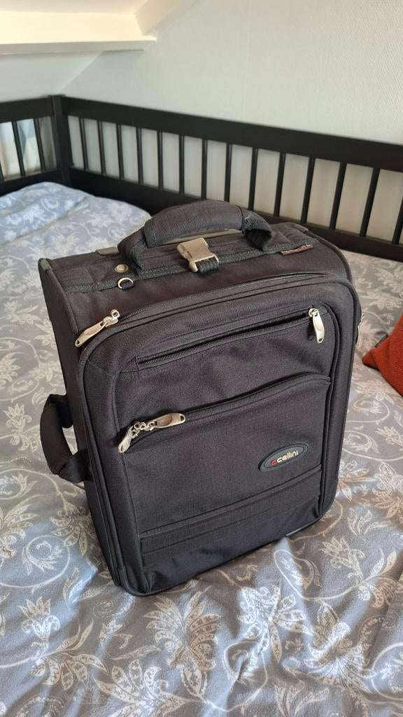 Cellini Trolley Koffer Zwart - Compact en Handig, Wieltjes, Gebruikt, 20 tot 30 cm, Zwart