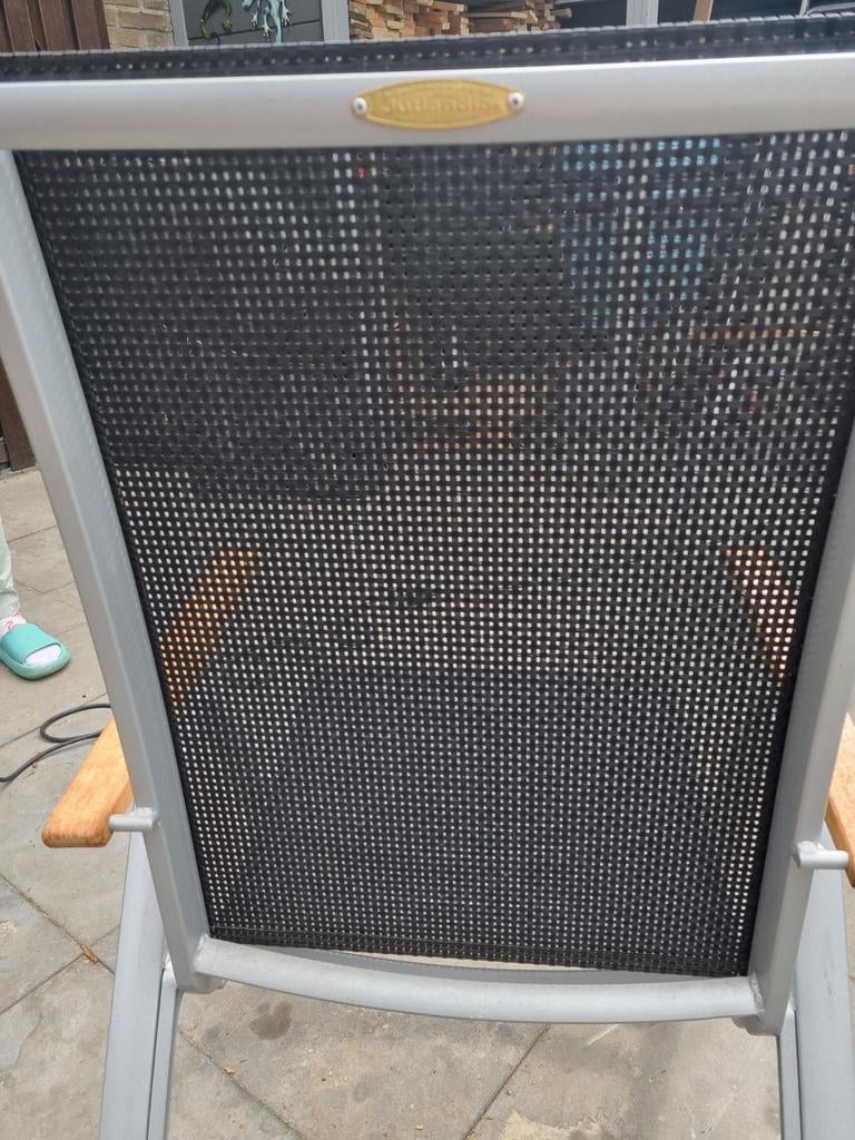 5 Jutlandia aluminiumstoelen met 5 standen, Ophalen, Gebruikt, Aluminium, Verstelbaar