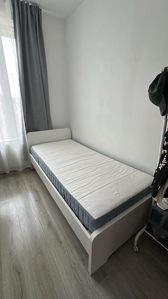 Bed, Ophalen, 90 cm, Eenpersoons, Wit