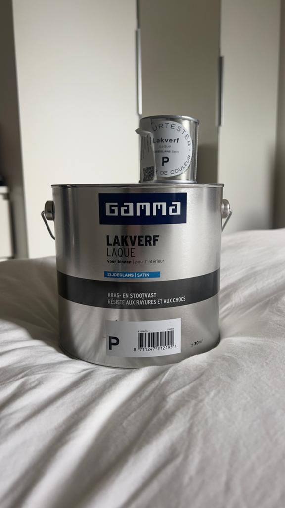 Ongeopende cream pearl zijdeglans gamma verf - 2,5L, Ophalen, Zo goed als nieuw
