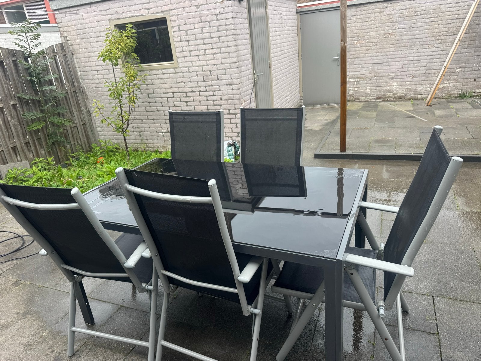 Tuintafel met 5 stoelen, Ophalen, 5 zitplaatsen, Gebruikt, Eettafel