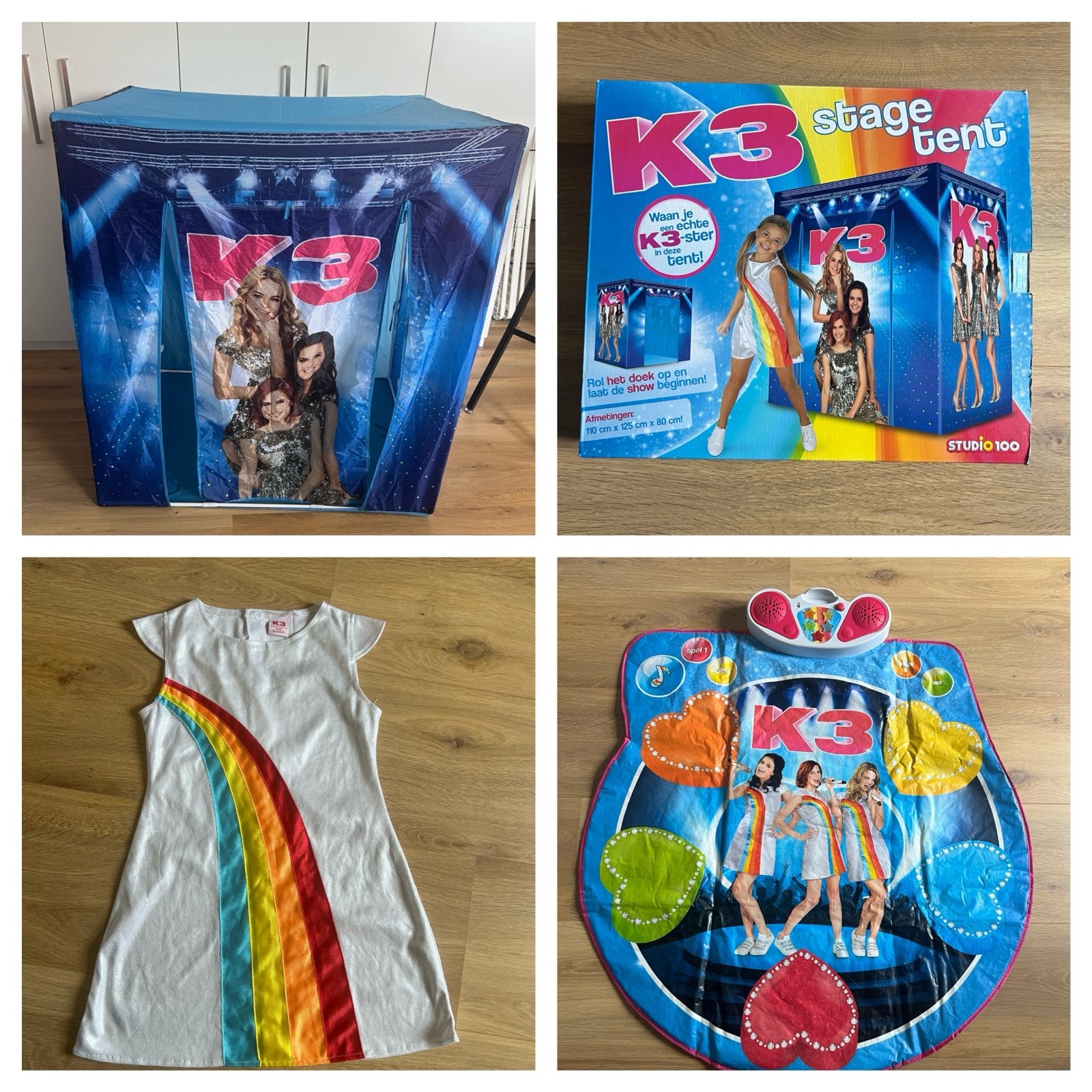 K3 speelset: stage tent, jurkje (maat 134) en dansmat, Ophalen of Verzenden, Zo goed als nieuw, Jongen of Meisje