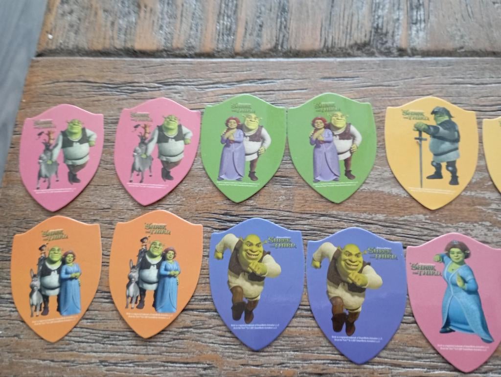 Shrek Schildjes - 36 stuks nu alles 5€ zie foto,s., Ophalen of Verzenden