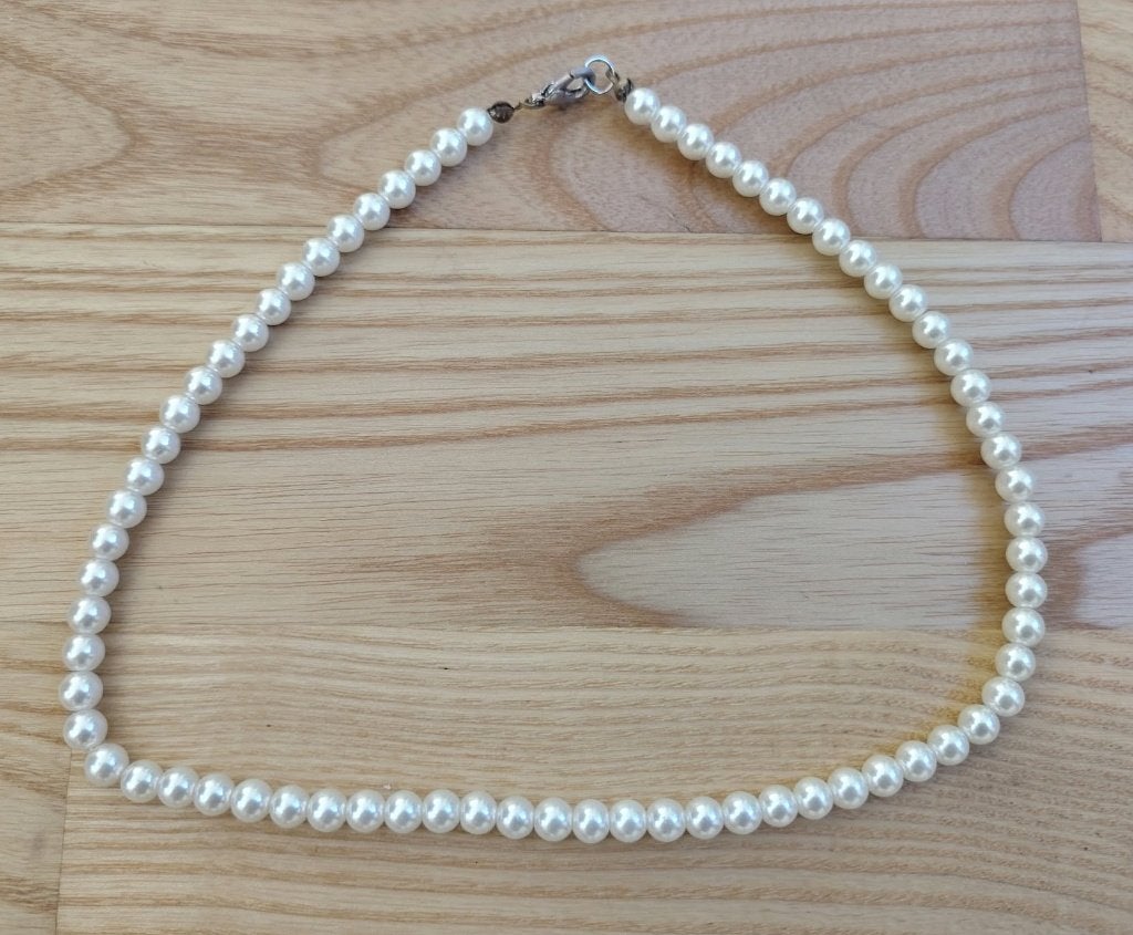 Halsketting witte parelkralen, Ophalen of Verzenden, Nieuw, Wit, Kunststof