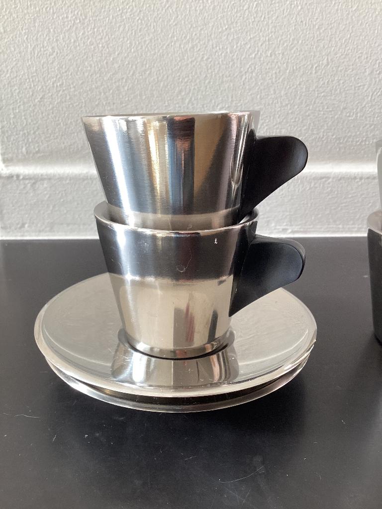 Vintage IKEA Espresso Kopjes RVS Espressokopjes Jaren 90, Ophalen, Overige materialen, Zo goed als nieuw, Overige stijlen