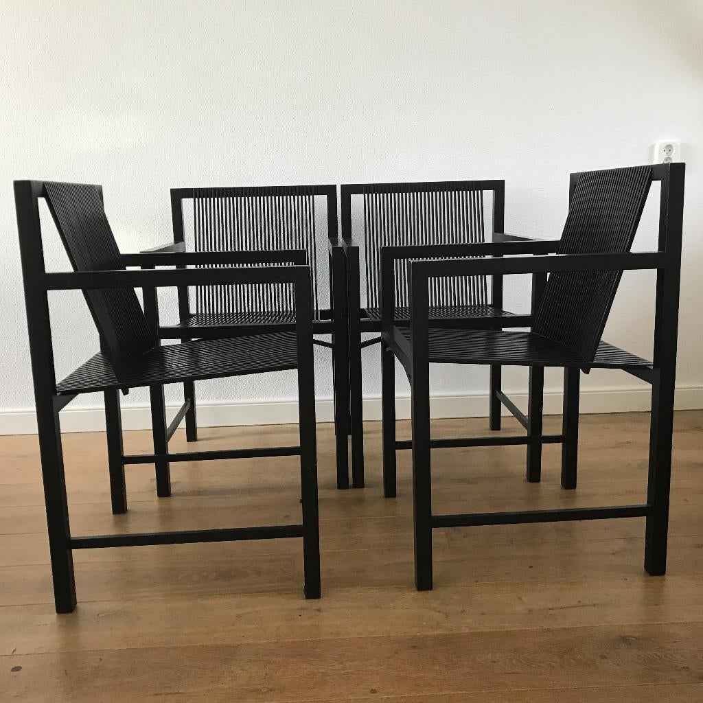4 slat chairs latjes stoel ruud jan kokke metaform vintage, Ophalen, Gebruikt, Nvt, Eén