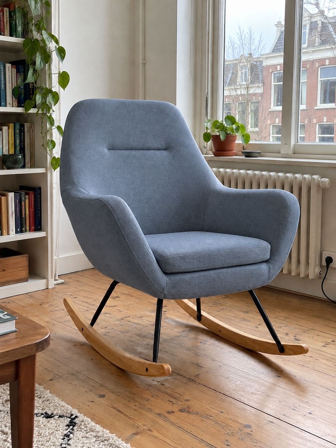 JYSK NEBEL Schommelstoel - Lichtblauw/Grijsblauw, Overige merken, Blauw, Ophalen of Verzenden, Zo goed als nieuw
