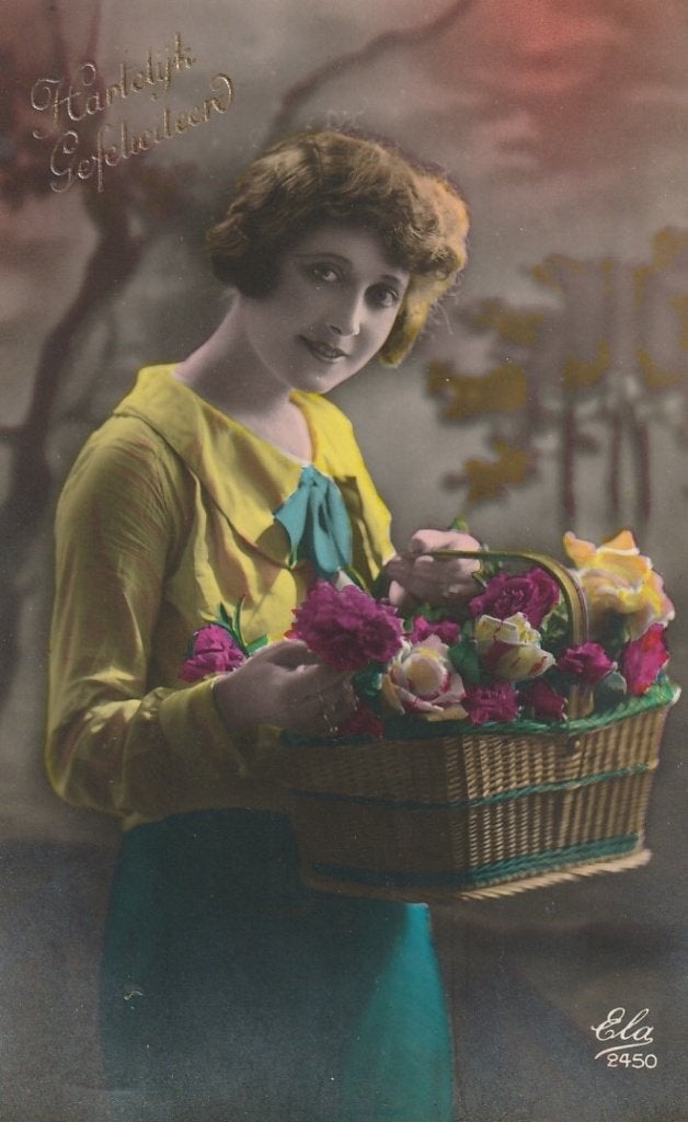 MEISJE JURK ROOS UIT 1925 ZEER MOOI OUDE KAART KO609, Ophalen of Verzenden, 1920 tot 1940, Gelopen, Overige thema's