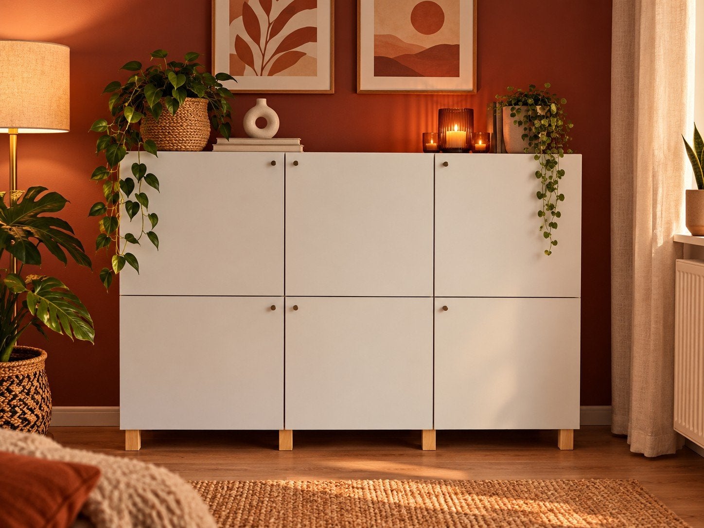 Ikea Besta kast met grijsgroene deurtjes en bronzen knoppen, Ophalen, Zo goed als nieuw