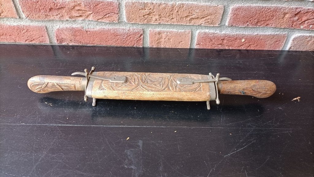 antieke vintage reisbestek uit Indonesië mooi houtsnijwerk, Overige typen, Overige onderwerpen, Ophalen of Verzenden, Handgemaakt