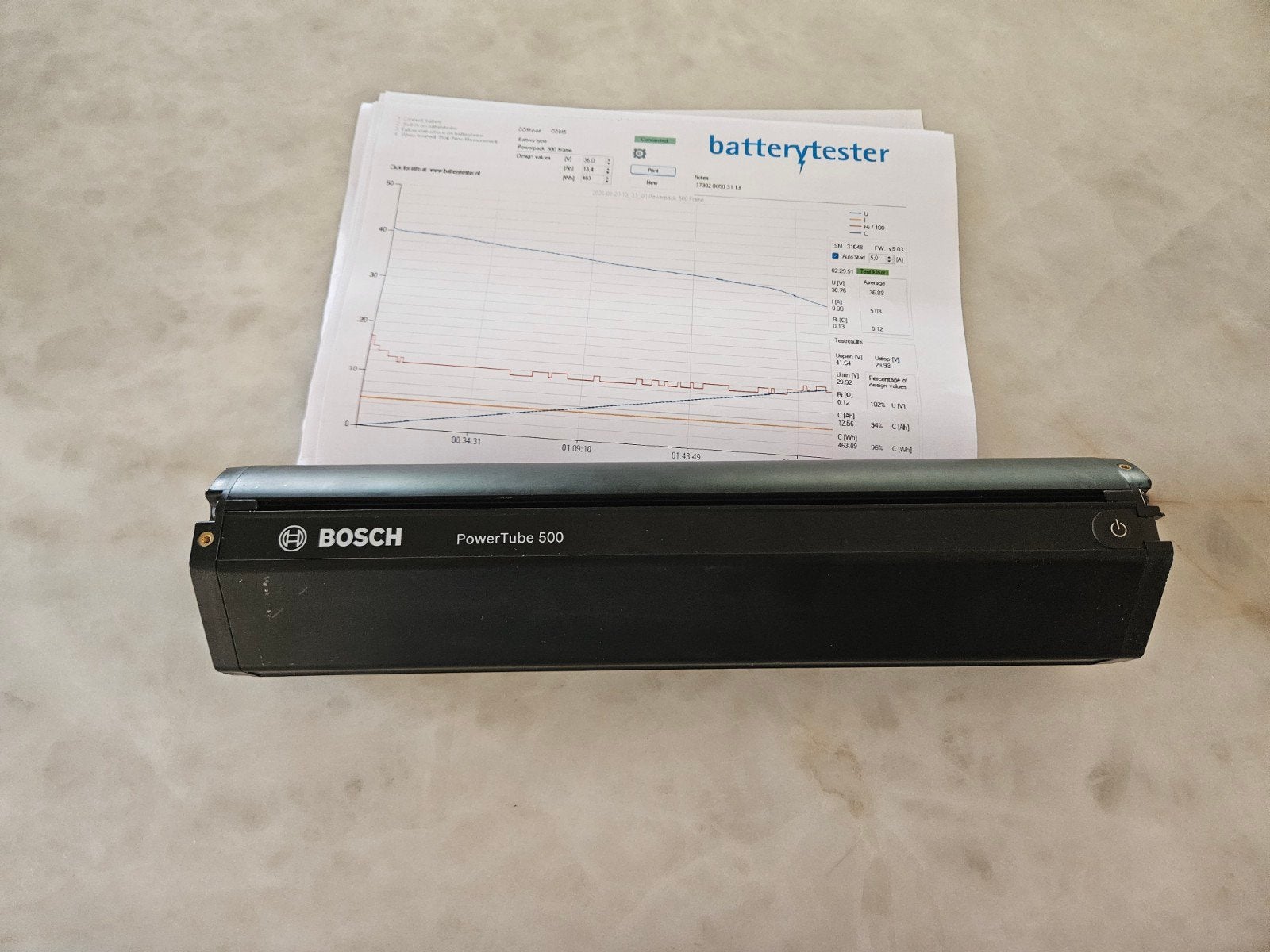 Bosch PowerTube 500Wh Smart Verticaal Accu 95% capaciteit, Ophalen of Verzenden, Zo goed als nieuw