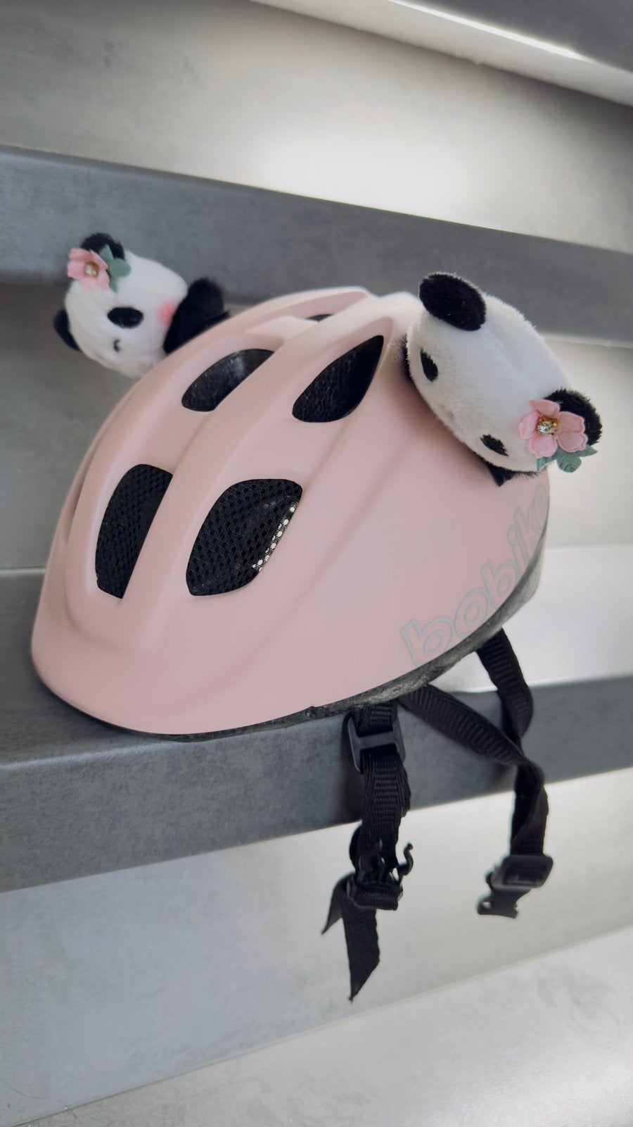Bobike fietshelm roze met panda oortjes (maat XS), Ophalen, Zo goed als nieuw, XS, Meisje