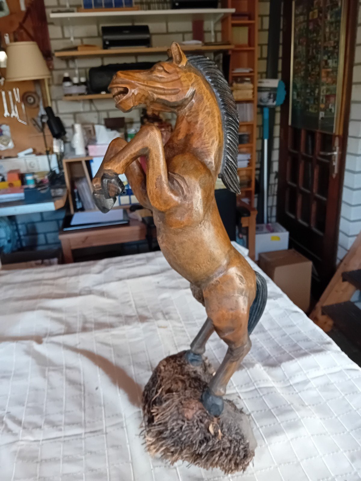 paard houtsnijwerk, Ophalen, 50 - 100 cm, Op sokkel, Beeld