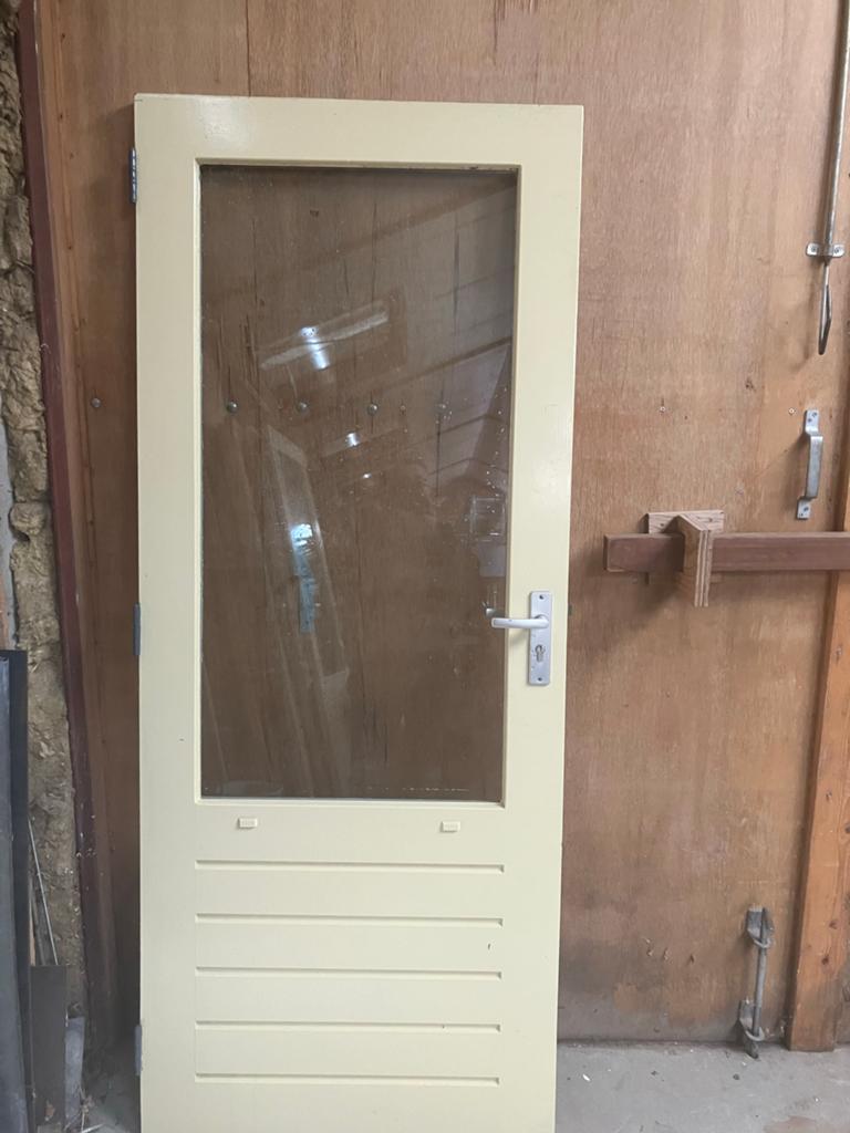 Hardhouten Buitendeur met Dubbel Glas en Cilinderslot, Doe-het-zelf en Verbouw, Deuren en Horren, 80 tot 100 cm, Ophalen of Verzenden