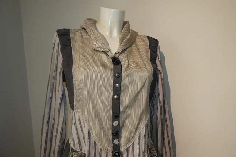 Elisa Cavaletti blouse tuniek diverse stofjes sier knopen L, Maat 42/44 (L), Elisa Cavaletti, Gedragen, Meerkleurig