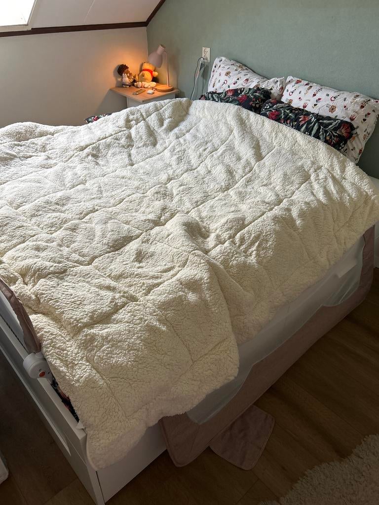 Zelesta teddy dekbed 200x240 - Zo goed als nieuw, Ophalen, Beige, Tweepersoons, Deken of Dekbed