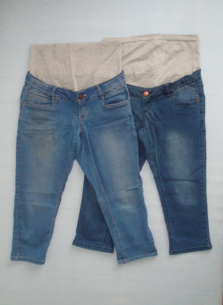 Twee Mamalicious capri 3/4e zwangerschapsbroeken maat 28, Blauw, Mamalicious, Ophalen of Verzenden, Maat 36 (S)