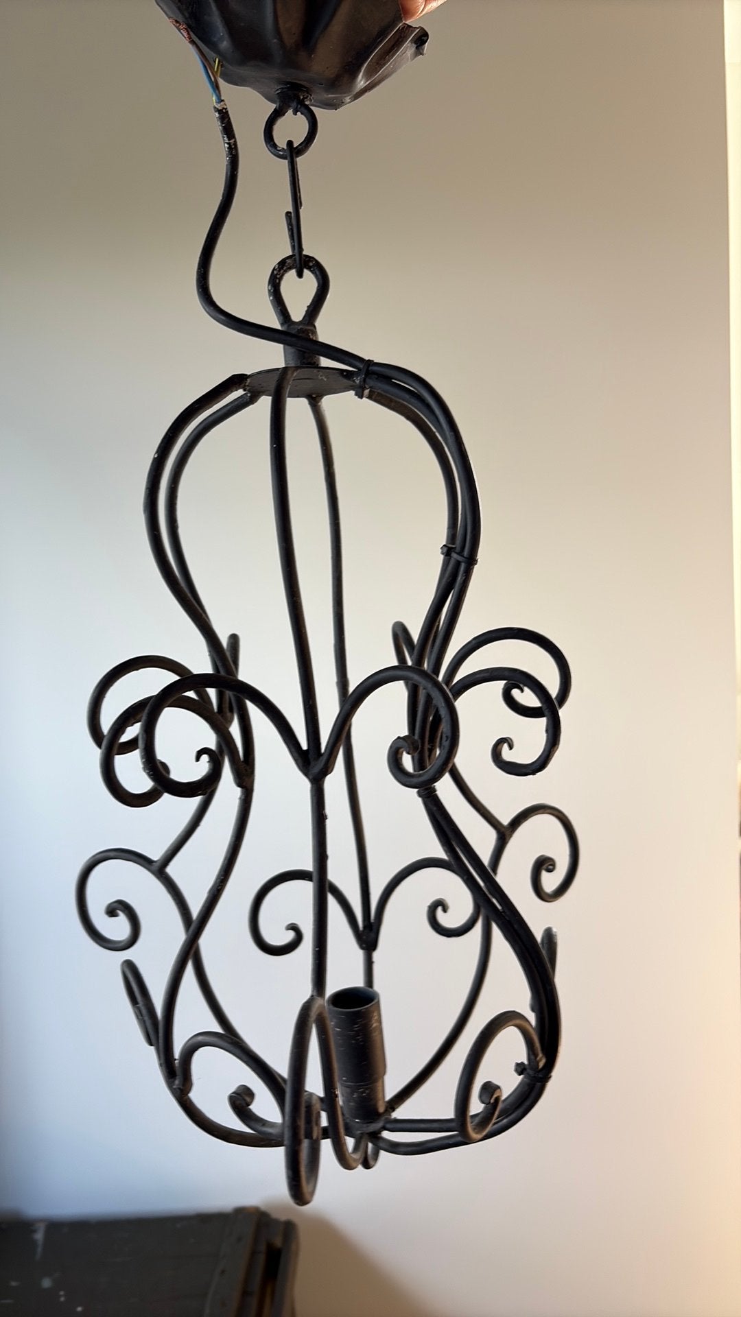 Brocante smeedijzeren hanglamp, Ophalen, Zo goed als nieuw