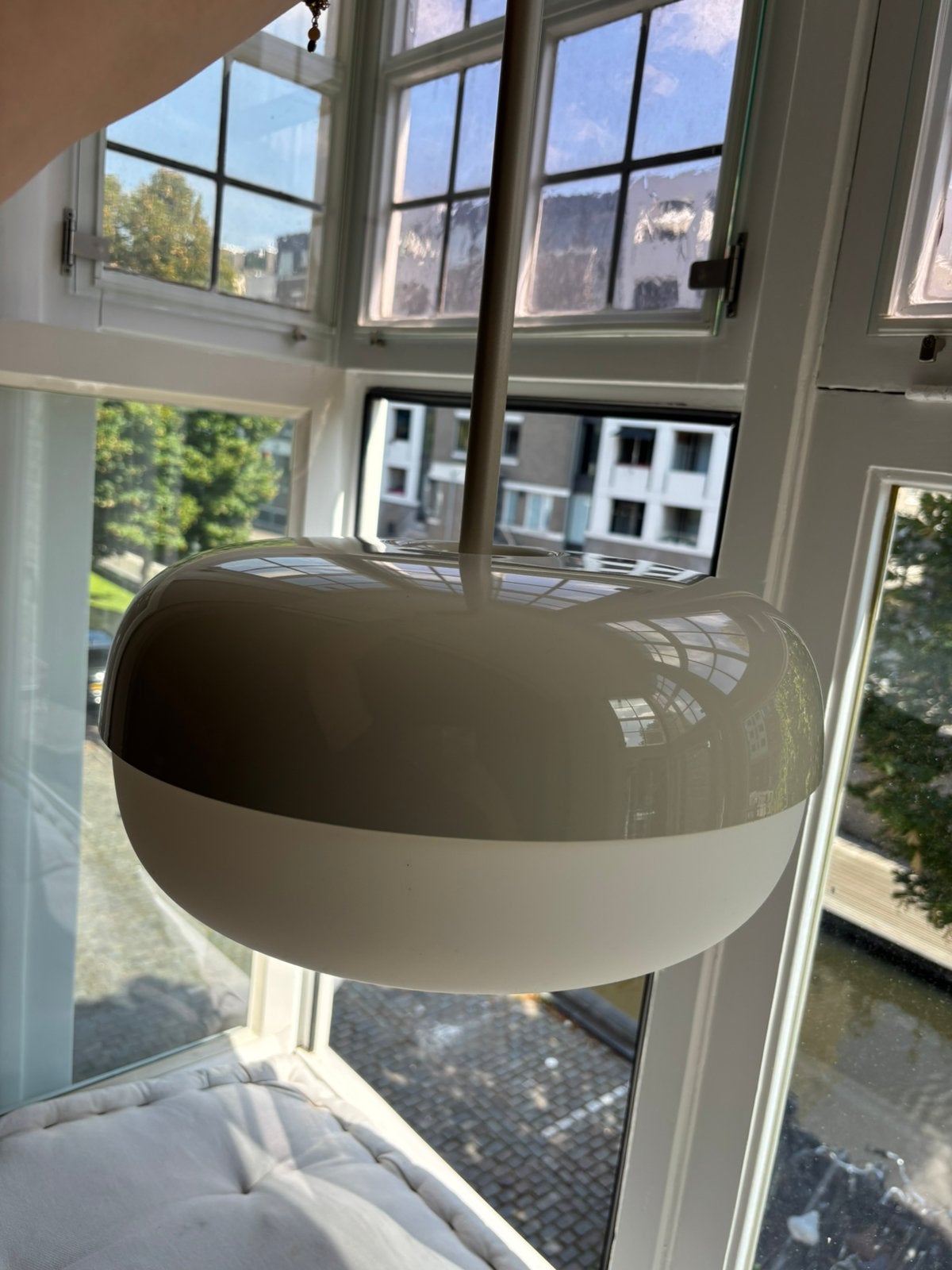 Ronde hanglamp IKEA beige, Huis en Inrichting, Lampen | Hanglampen, Ophalen, Zo goed als nieuw, Kunststof, E27 (groot)
