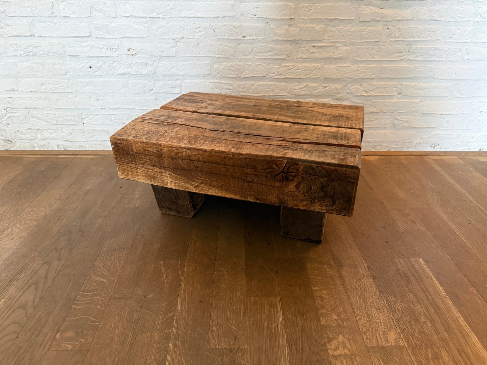 Robuust Houten Bijzettafeltje/Plateau - Landelijk/Industriee, Ophalen, Minder dan 45 cm, Minder dan 55 cm, Gebruikt