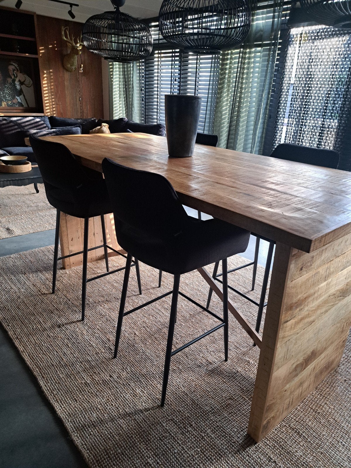 4x Bronx71 velvet barkrukken + bartafel, Ophalen, Zo goed als nieuw, 90 cm of meer, 4 krukken