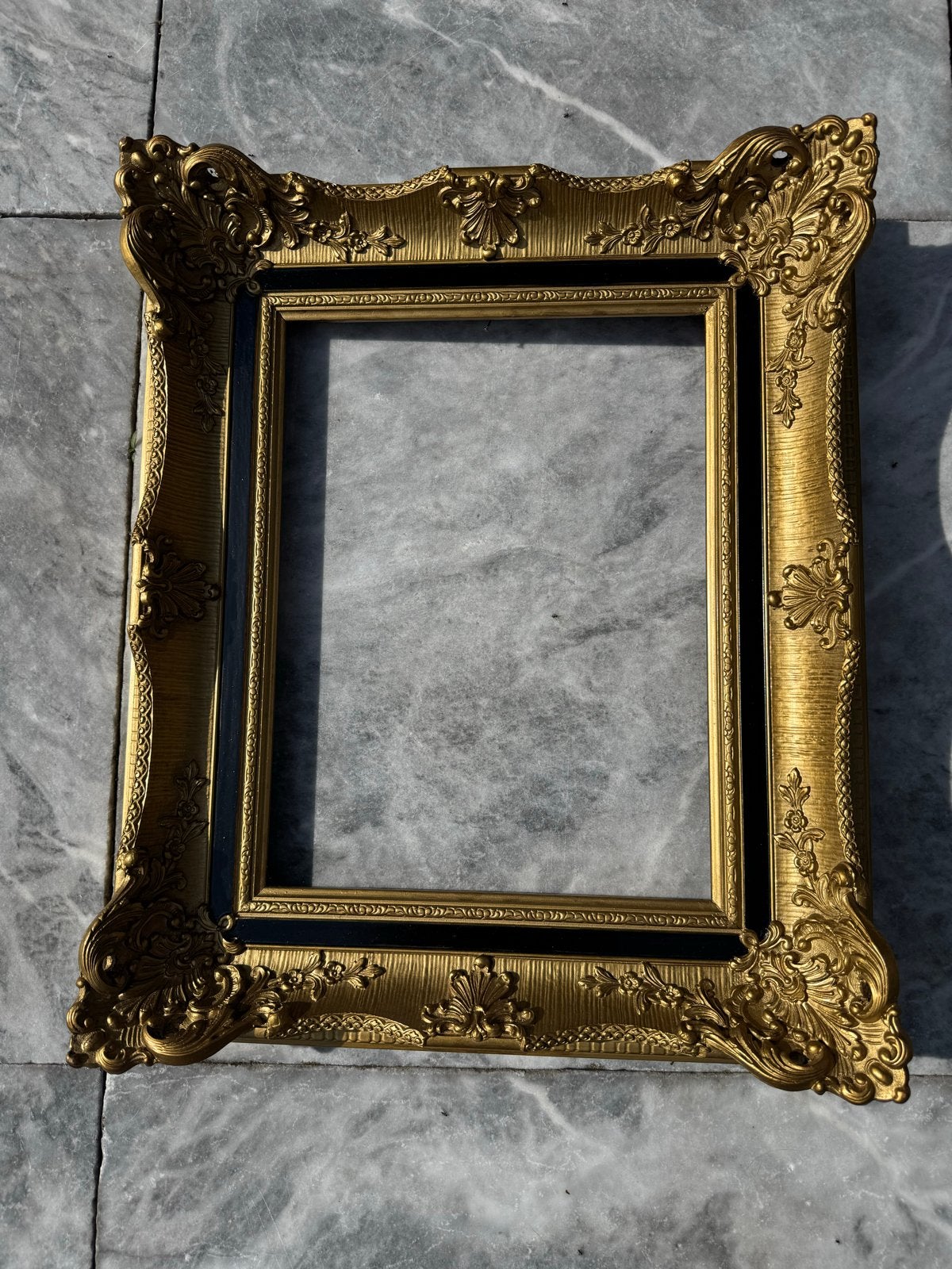 Goudkleurige Barok Schilderijlijst - 59x49 cm, Gebruikt, Schilderijlijst, Met sierrand, Ophalen of Verzenden