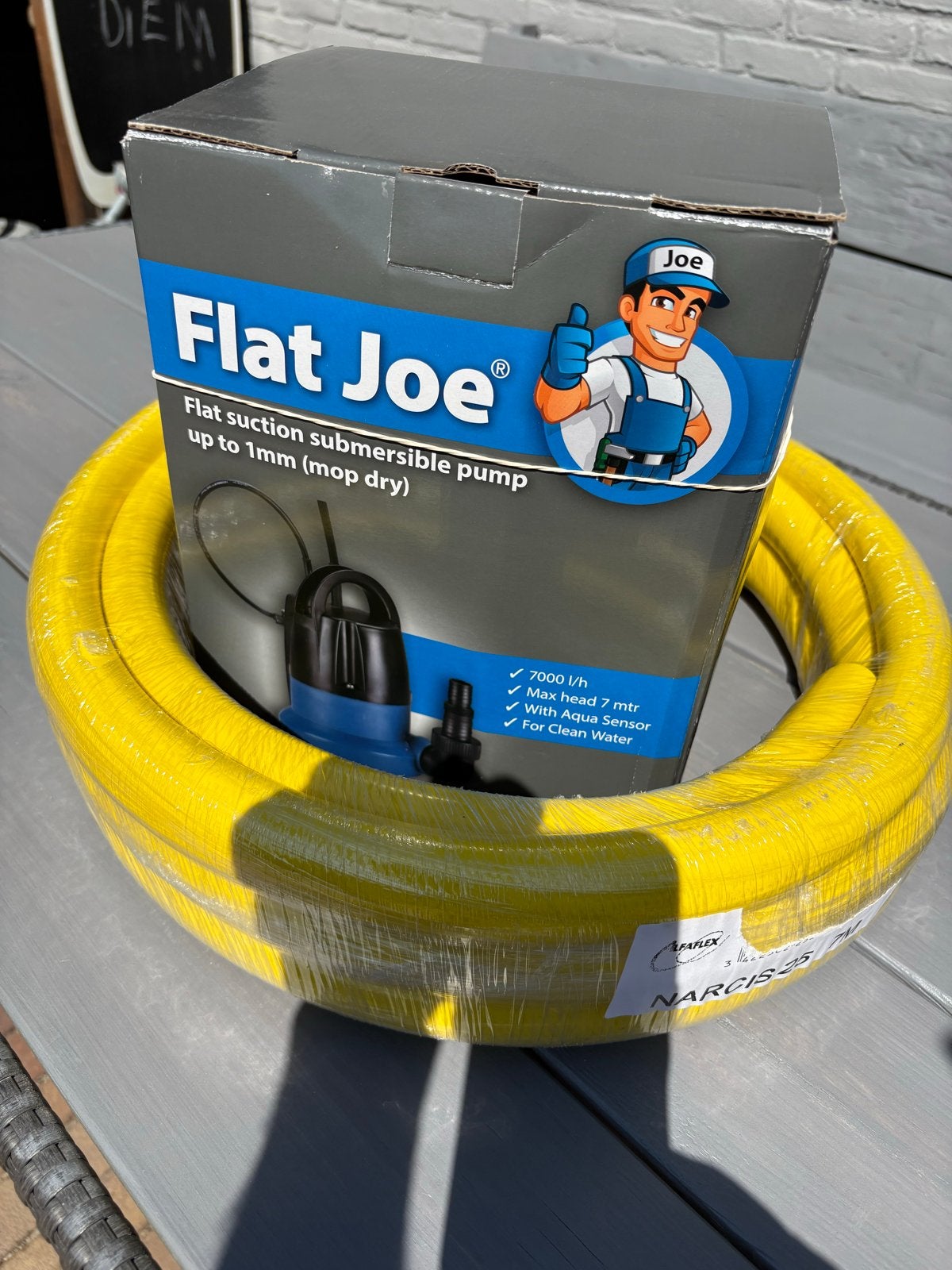 Flat Joe dompelpomp met slang - Nieuw in doos, Ophalen of Verzenden, Nieuw, Elektrisch, Dompelpomp