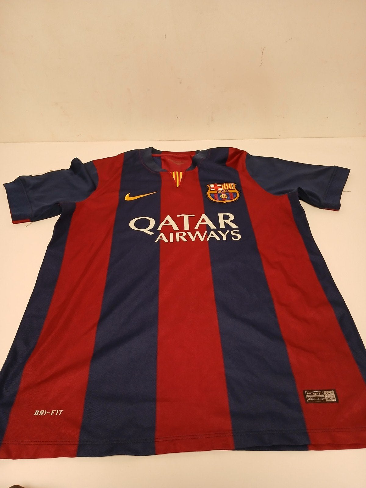 Thuisshirt Nike fc Barcelona 2014-2015 Messi, Ophalen of Verzenden, Zo goed als nieuw, Buitenlandse clubs, Shirt