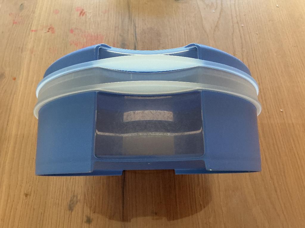 Tupperware koektrommel, Ophalen of Verzenden, Zo goed als nieuw, Blauw, Bus of Trommel