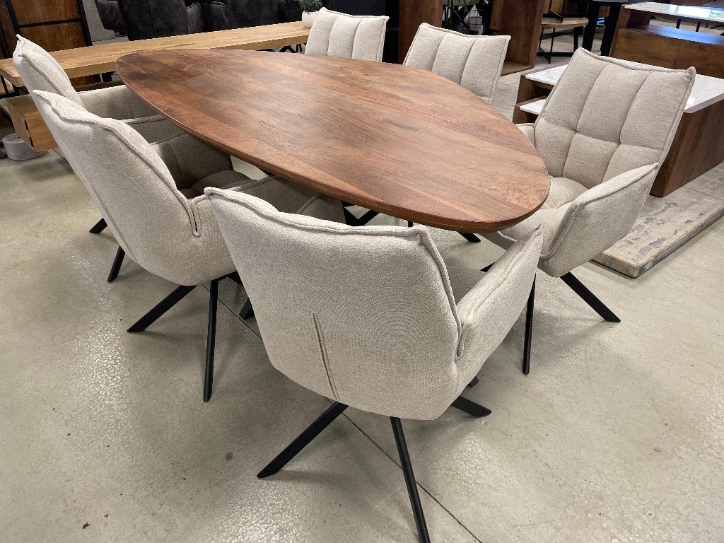 CHEFMEUBEL ORGANISCH TAFEL VOORRAAD MANGO WALNOOTLEEGVERKOOP, Huis en Inrichting, Stoelen, Bruin, Nieuw, Ophalen of Verzenden