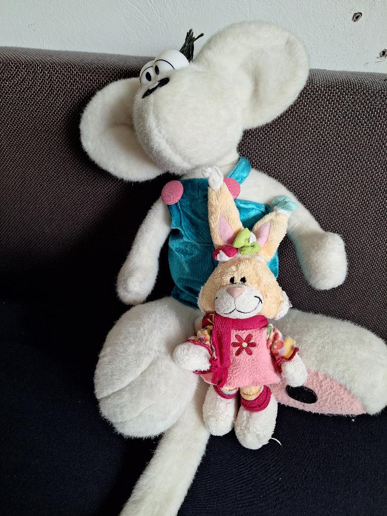 Diddl knuffels 2 stuks Diddl + Mimihopps, Ophalen of Verzenden, Verschillende figuren, Zo goed als nieuw, Knuffel