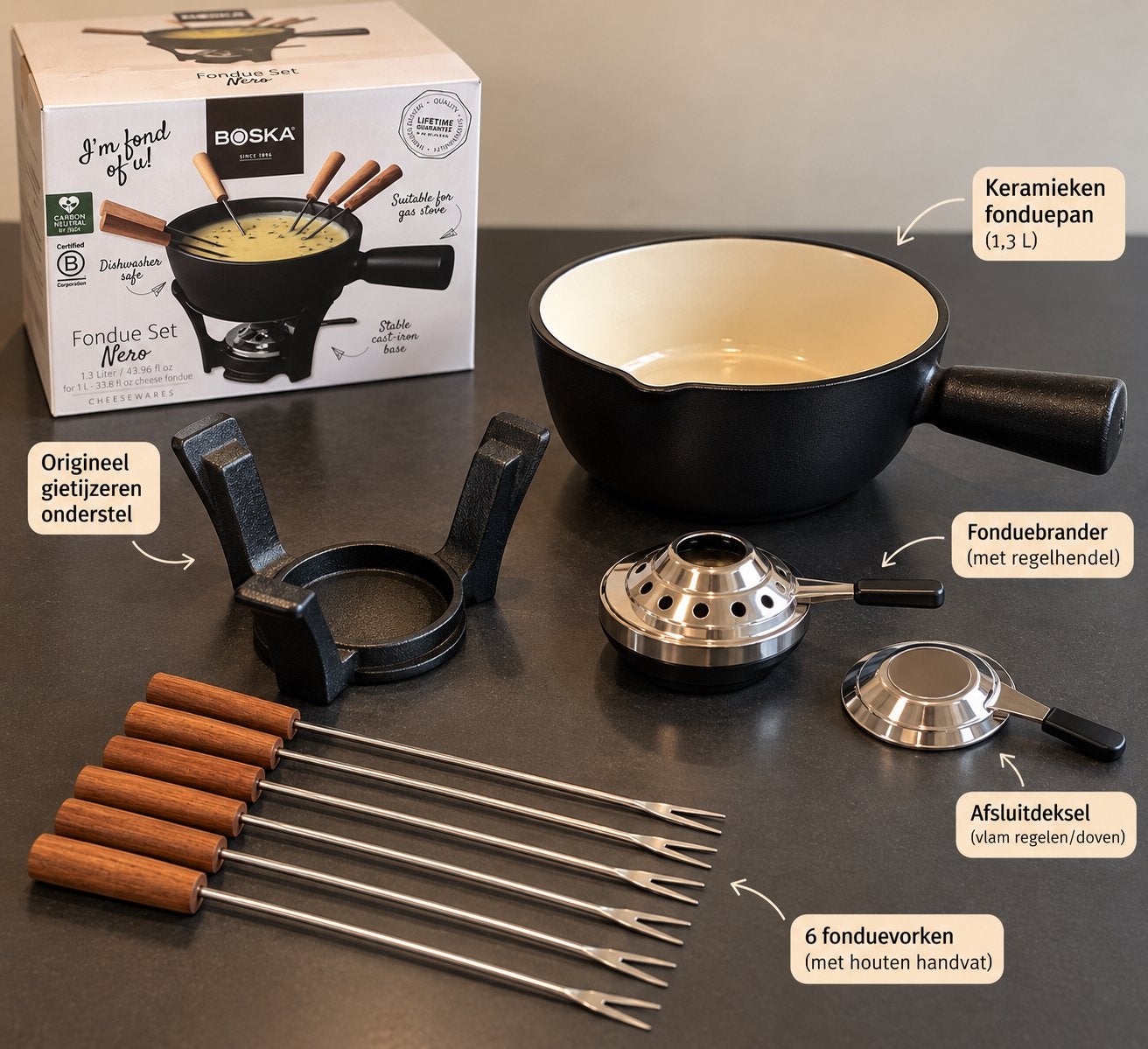 Boska fondue set, Ophalen of Verzenden, Zo goed als nieuw, Brander, Fondueset